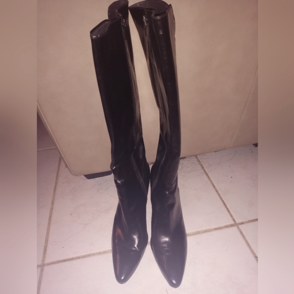 Black leather boots